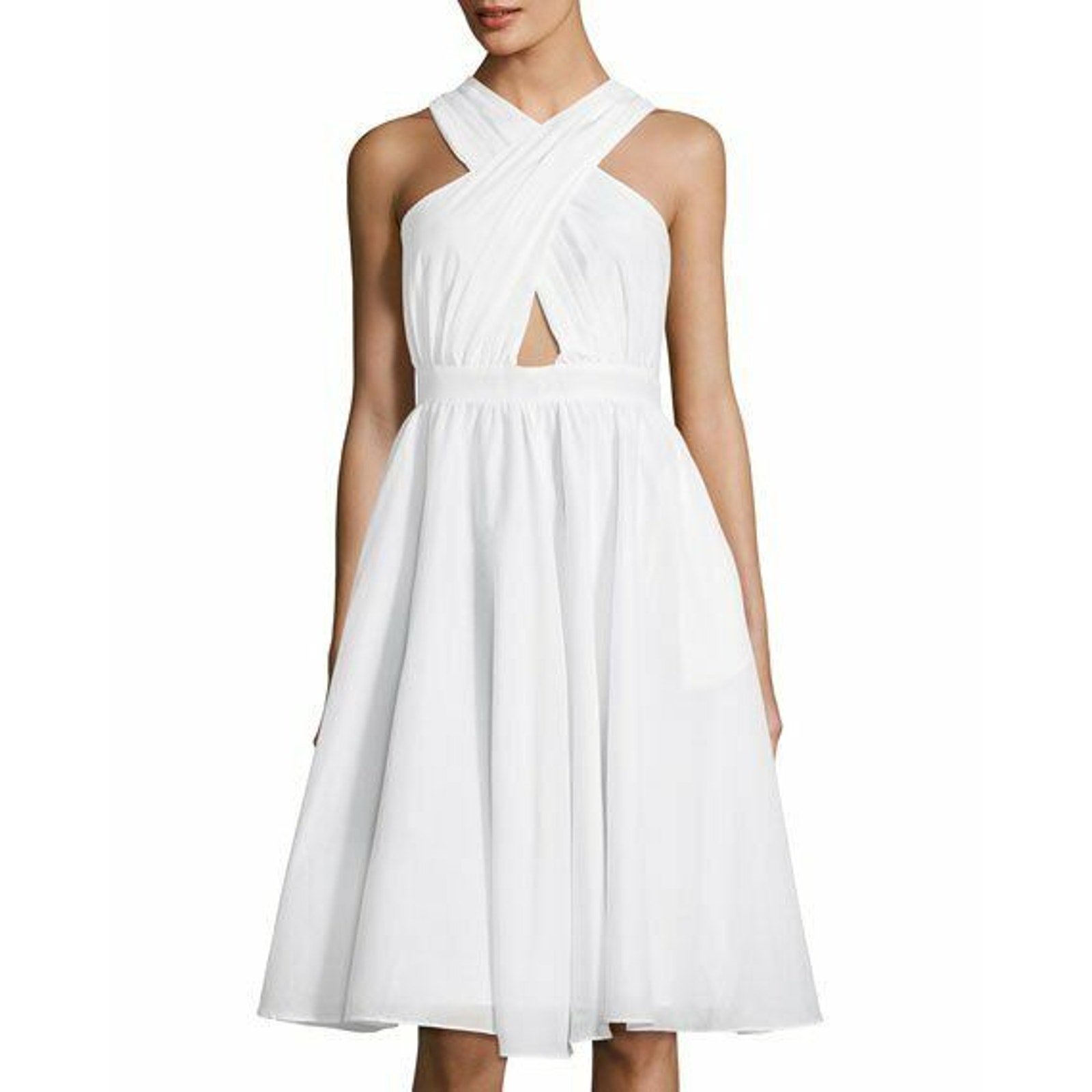 $318 Catherine Malandrino Bleach White Annabeth Crisscross Silk Dress 4 Nwt